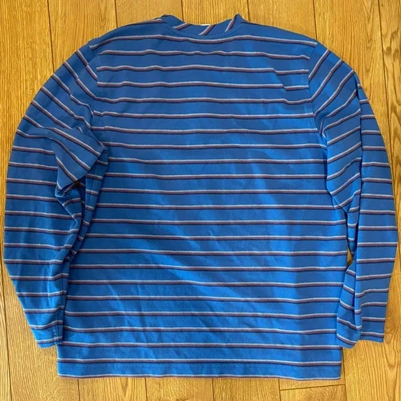 Brooks Brothers RF Pique Henley – Size Large, Blue, White, and Red Striped - Picture 3 of 6